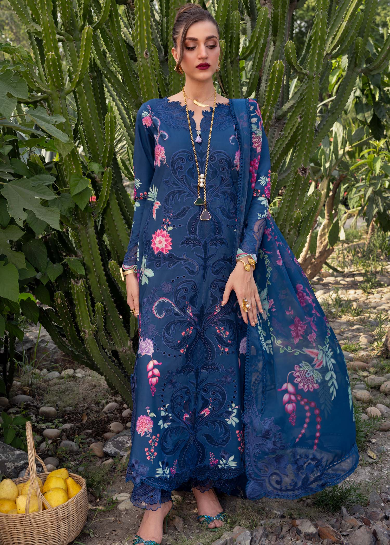Zelie 1-B | Navy Unstitched Lawn 3 Piece | Saira Shakira