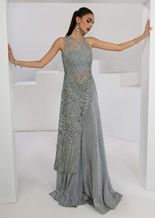Mermaid Lace illusion sheer midriff long formal gown bridesmaid dress –  Frugal Mughal