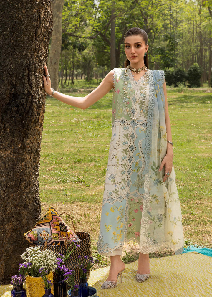 embroidered dress denim Grace S373-Shifli Heavy Embroidered in Laser cutwork & 3D flowers 3pc