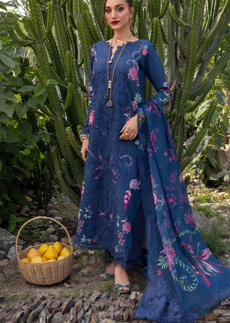 Zelie 1-B | Navy Unstitched Lawn 3 Piece | Saira Shakira