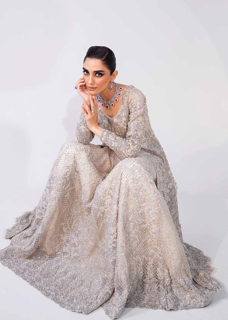 silver wedding dress pakistani Silver Pakistani Bridal Asma and Shumaila