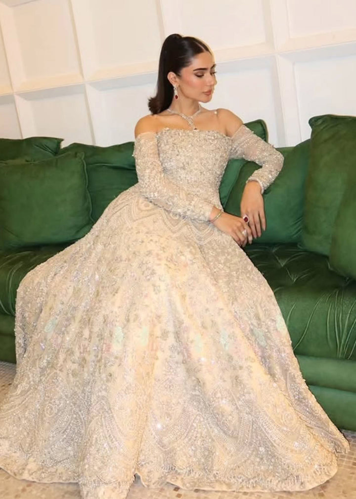 open lace back dress Pakistani Lehenga Style Wedding Party Dress Online 2021 – Nameera by Farooq main image 1