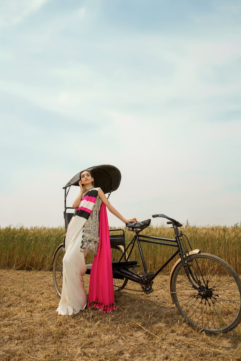 Black and White Saree