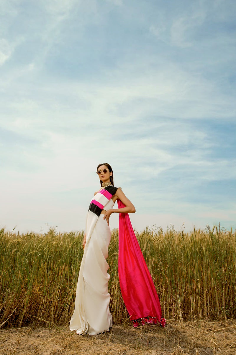 Black and White Saree