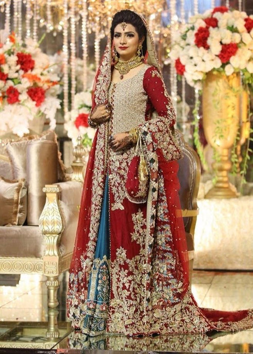 Pakistani bridal dresses sales in red colour 2018